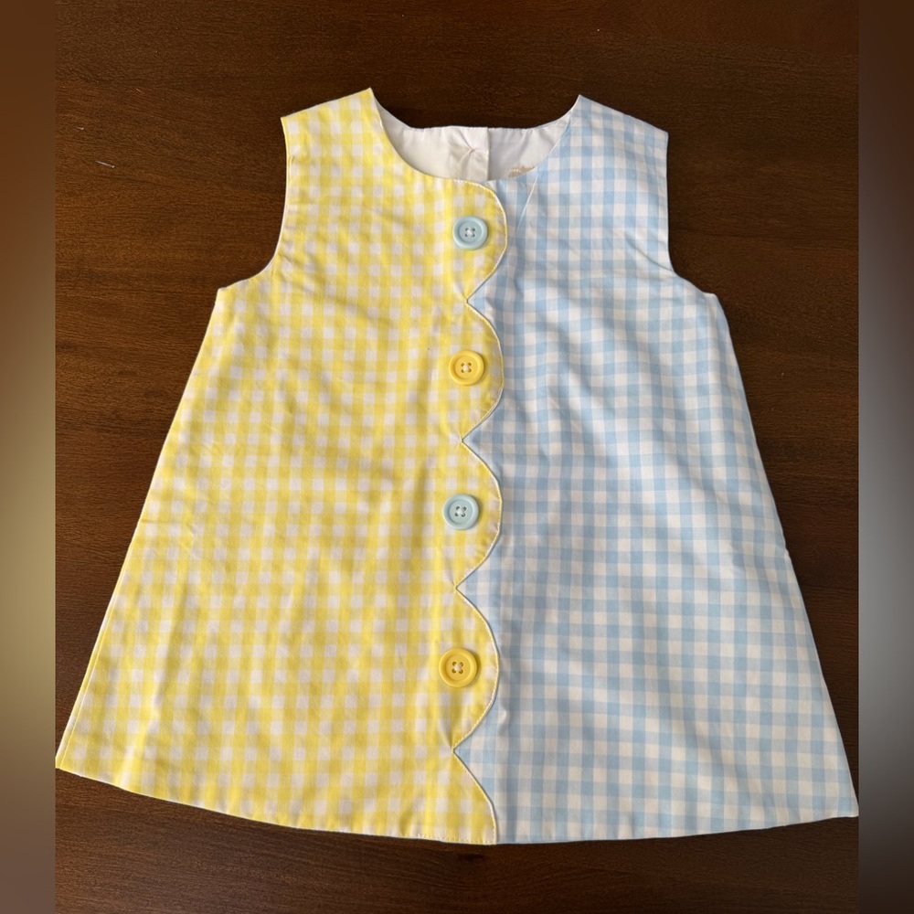 The Beaufort Bonnet Company Blue and Yellow Checkered Dress